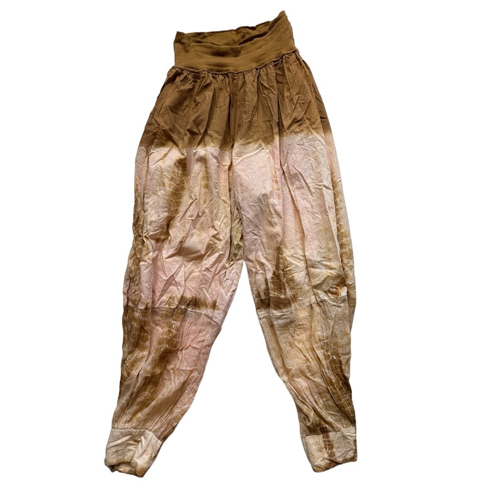 Boho Handcrafted Harlem Tie Dye Metallic Stripe Hammer Pants with pocket OSFM